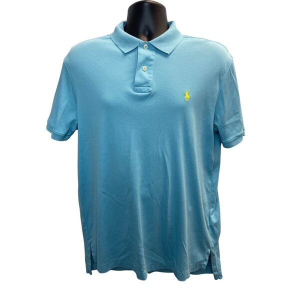 Polo Ralph Lauren Mens Light Blue Pima Soft Touch Polo Shirt Size L - Picture 2 of 6